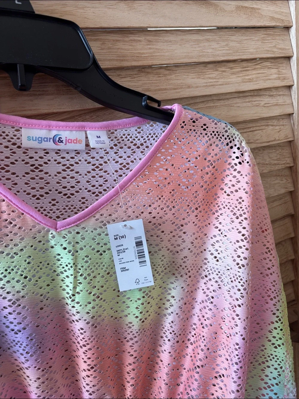 Sugar & Jade Pink Pastel Lace Cover-Up Medium NWT